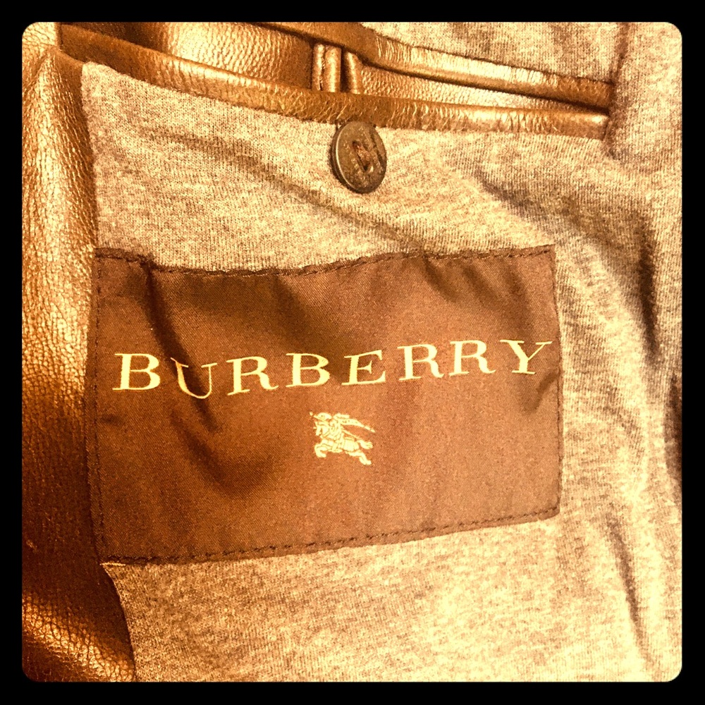 Burberry Gray Brown Leather Coat 3/4 Length SZ40